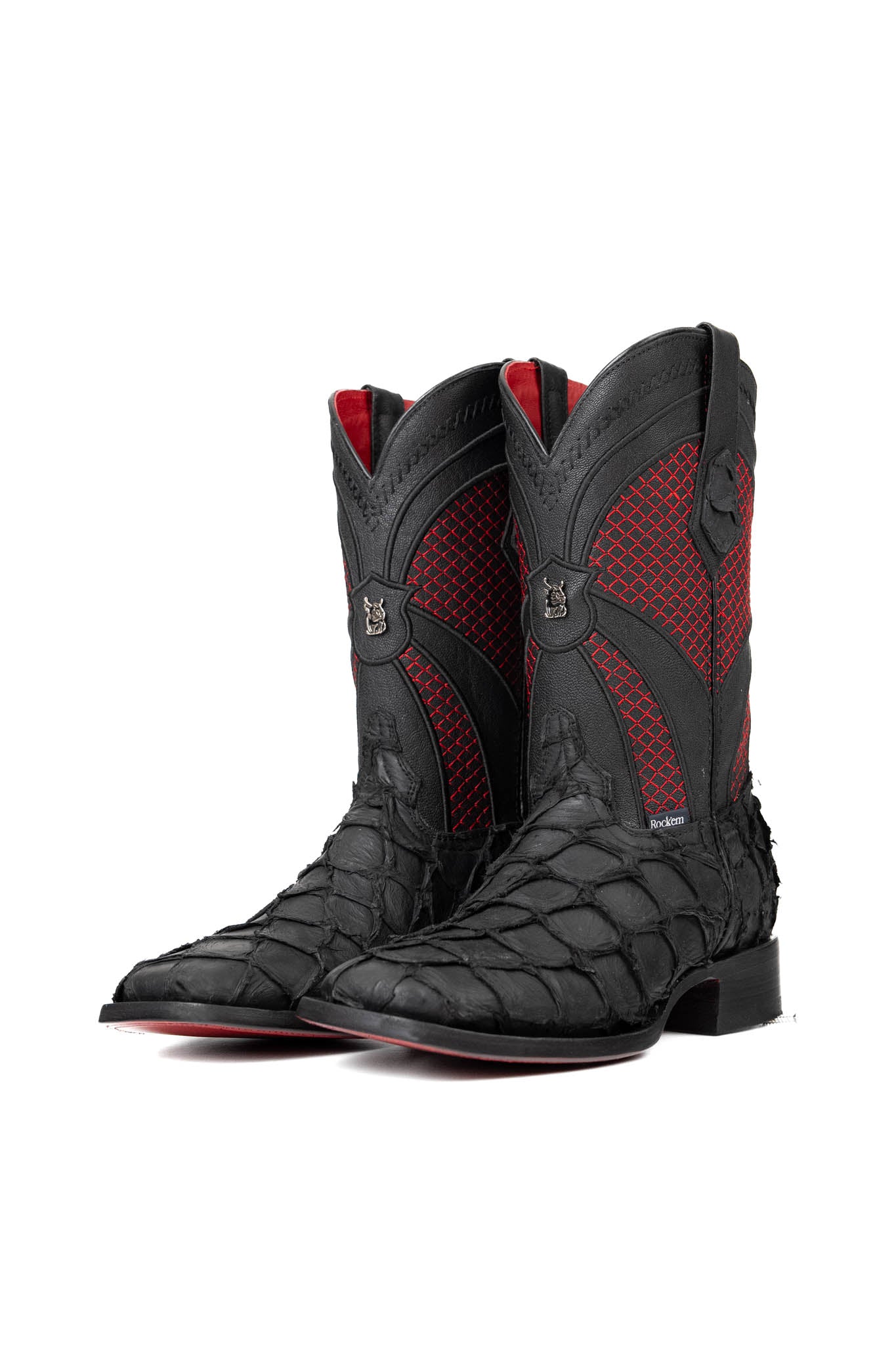 Jones Pirarucu Exotic Red Bottom Square Toe Cowboy Boot