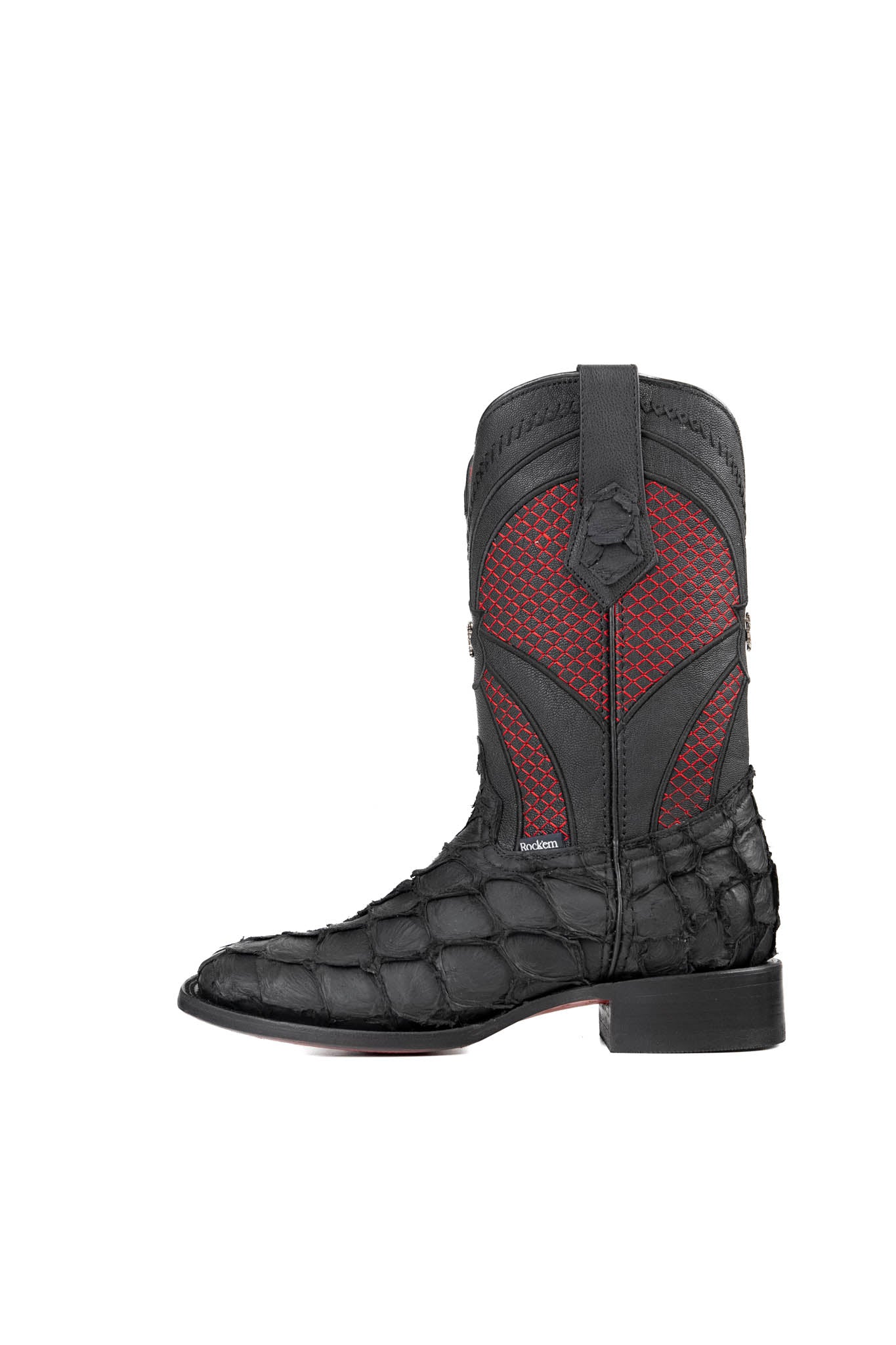 Jones Pirarucu Exotic Red Bottom Square Toe Cowboy Boot