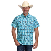 Roper Woven Aztec Short Sleeve Pearl Snap