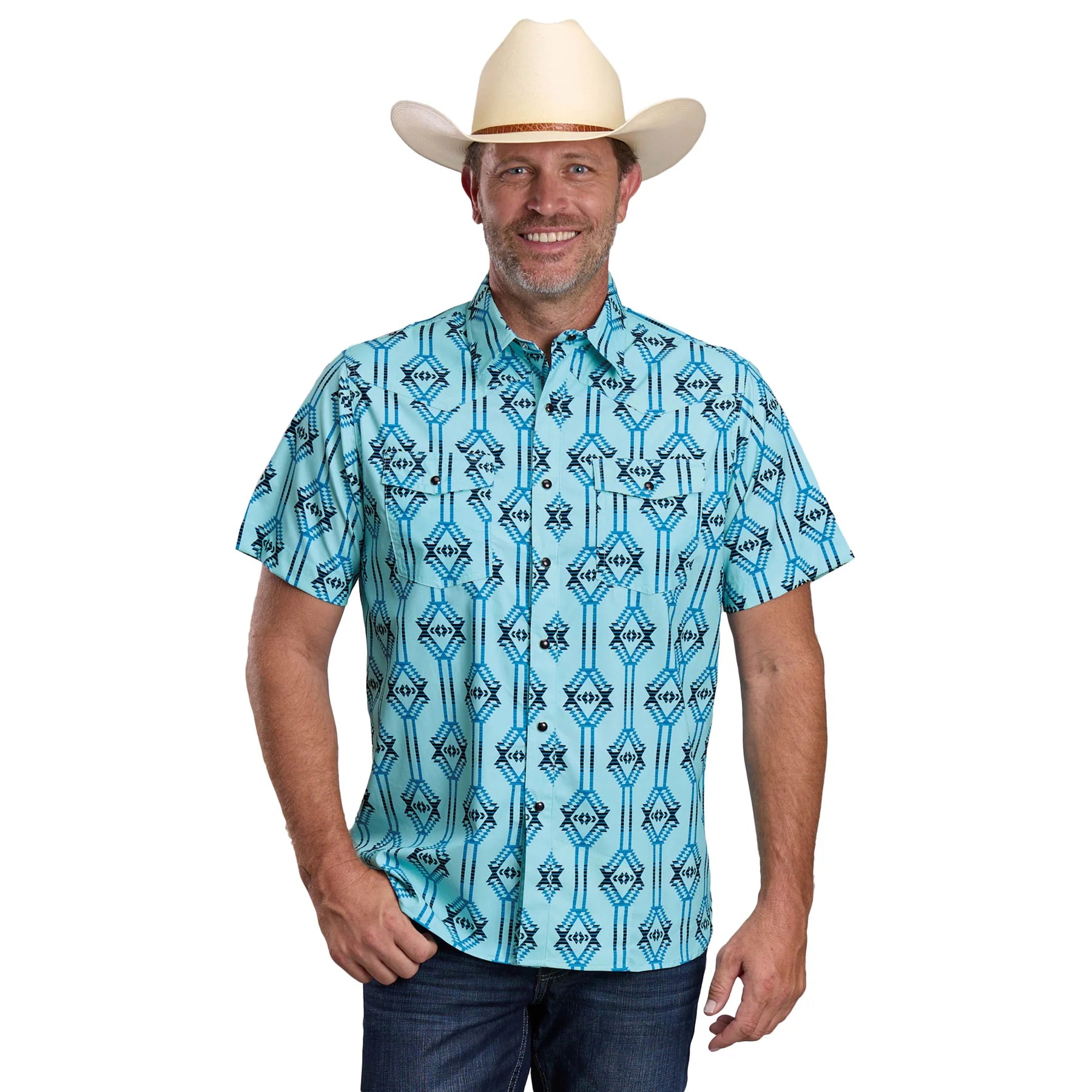 Roper Woven Aztec Short Sleeve Pearl Snap