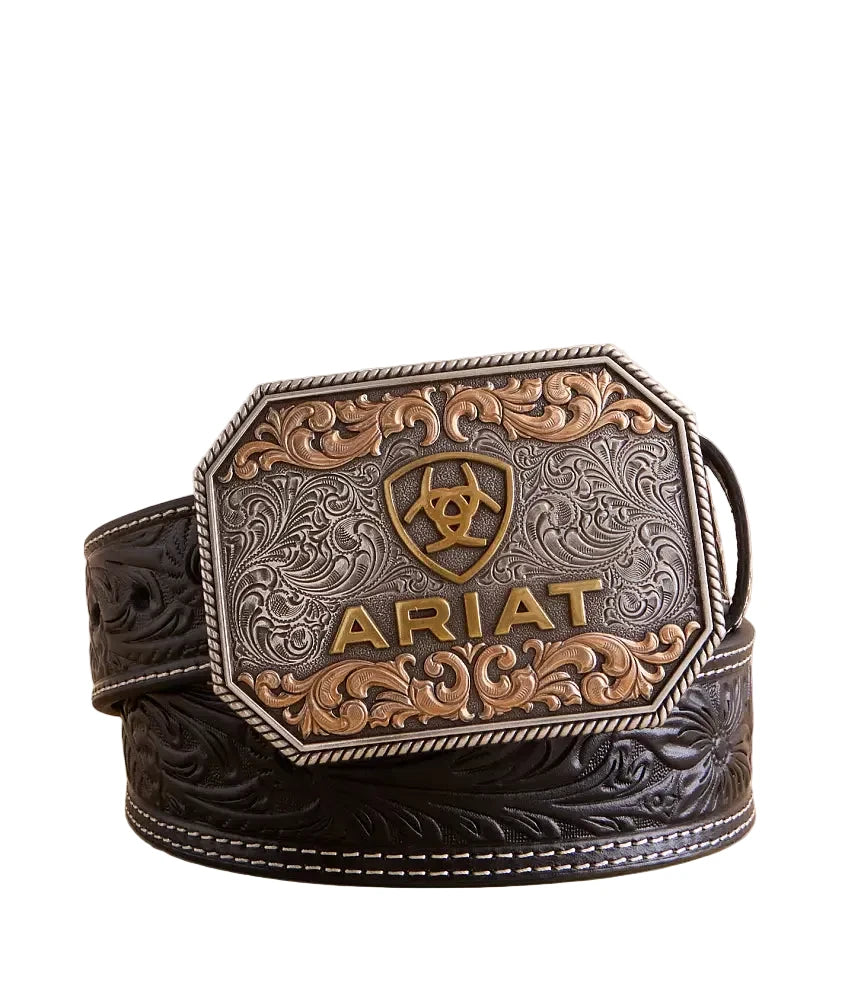 Ariat Buckle & Leather Tooled Cowboy Belt