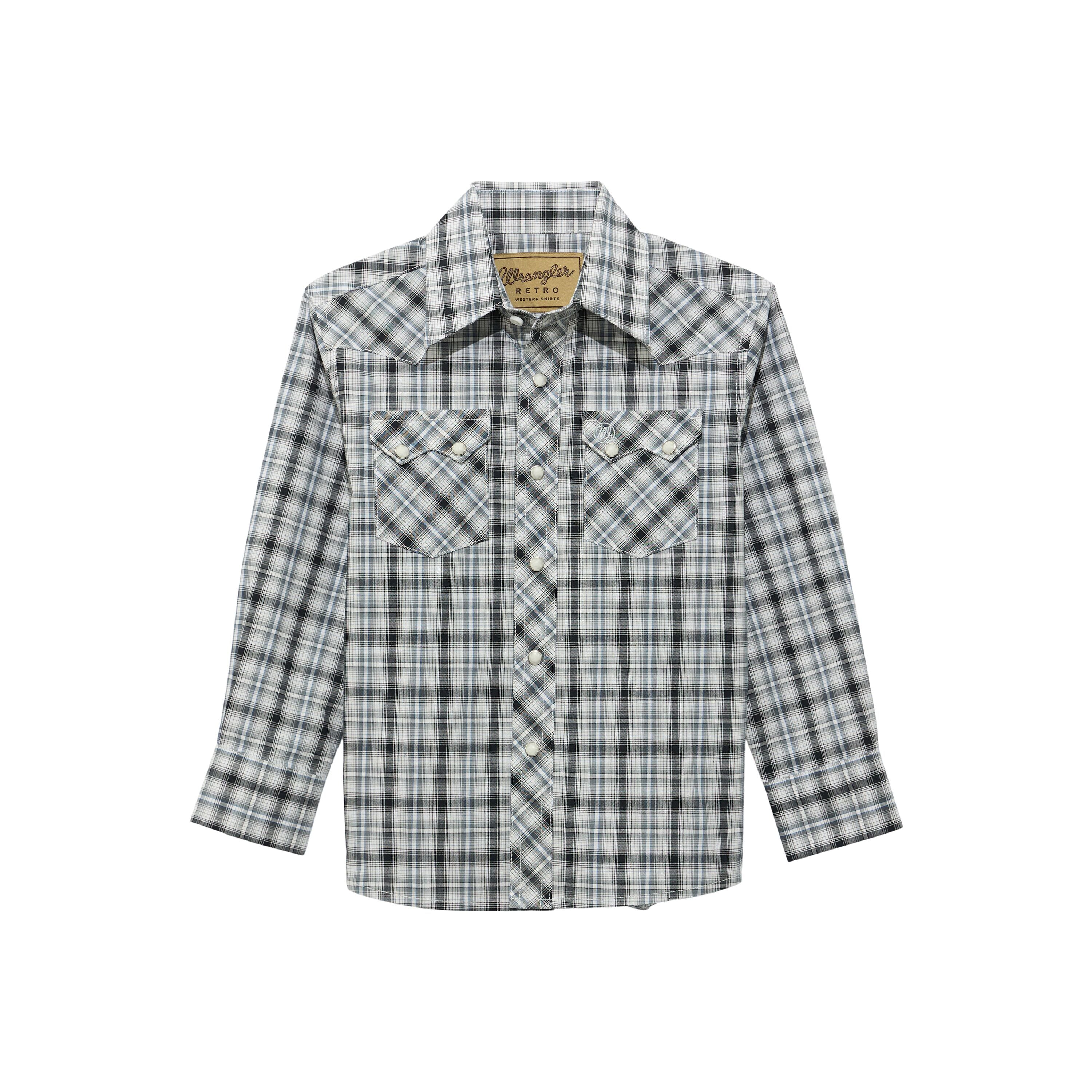 Wrangler Boys Classic Plaid Pearl Snap
