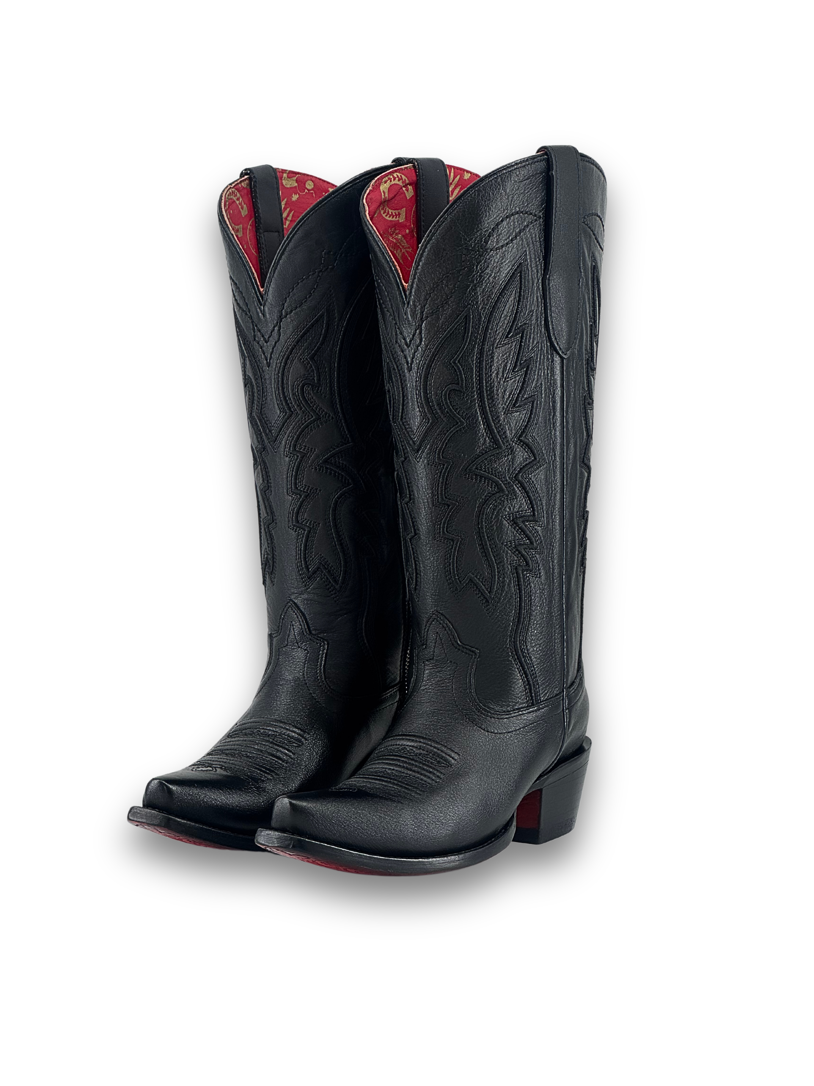 Alexa Red Bottom Snip Toe Midi Wide Calf Cowgirl Boot