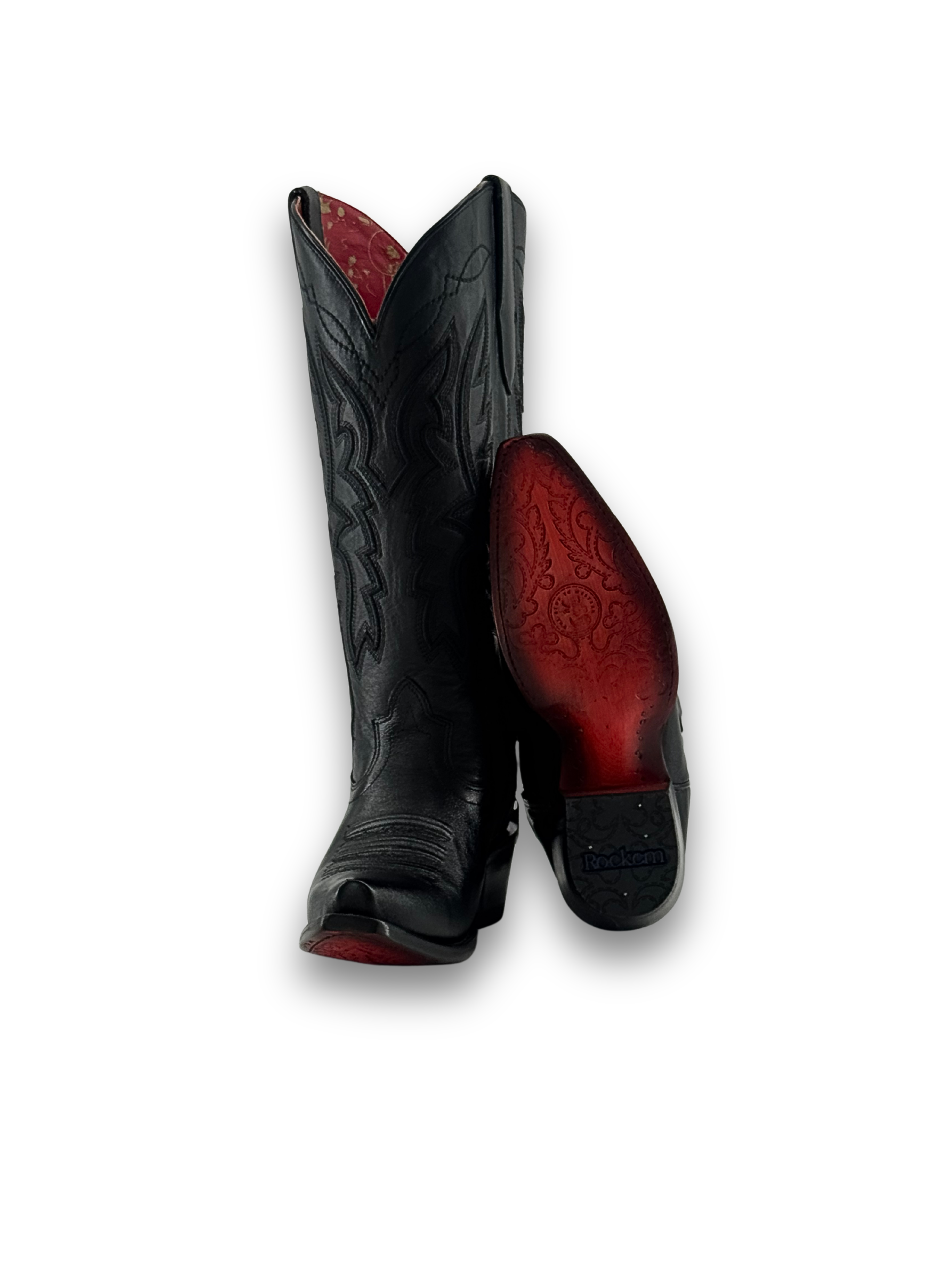 Alexa Red Bottom Snip Toe Midi Wide Calf Cowgirl Boot