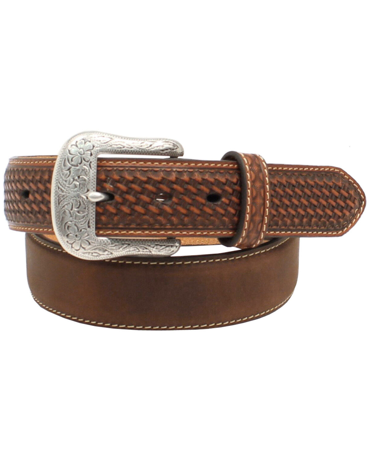 Ariat Basketweave Embellished Leather Cowboy Belt
