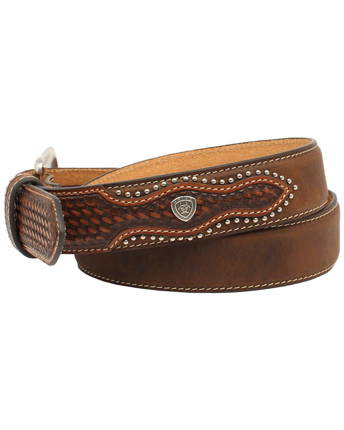 Ariat Basketweave Embellished Leather Cowboy Belt