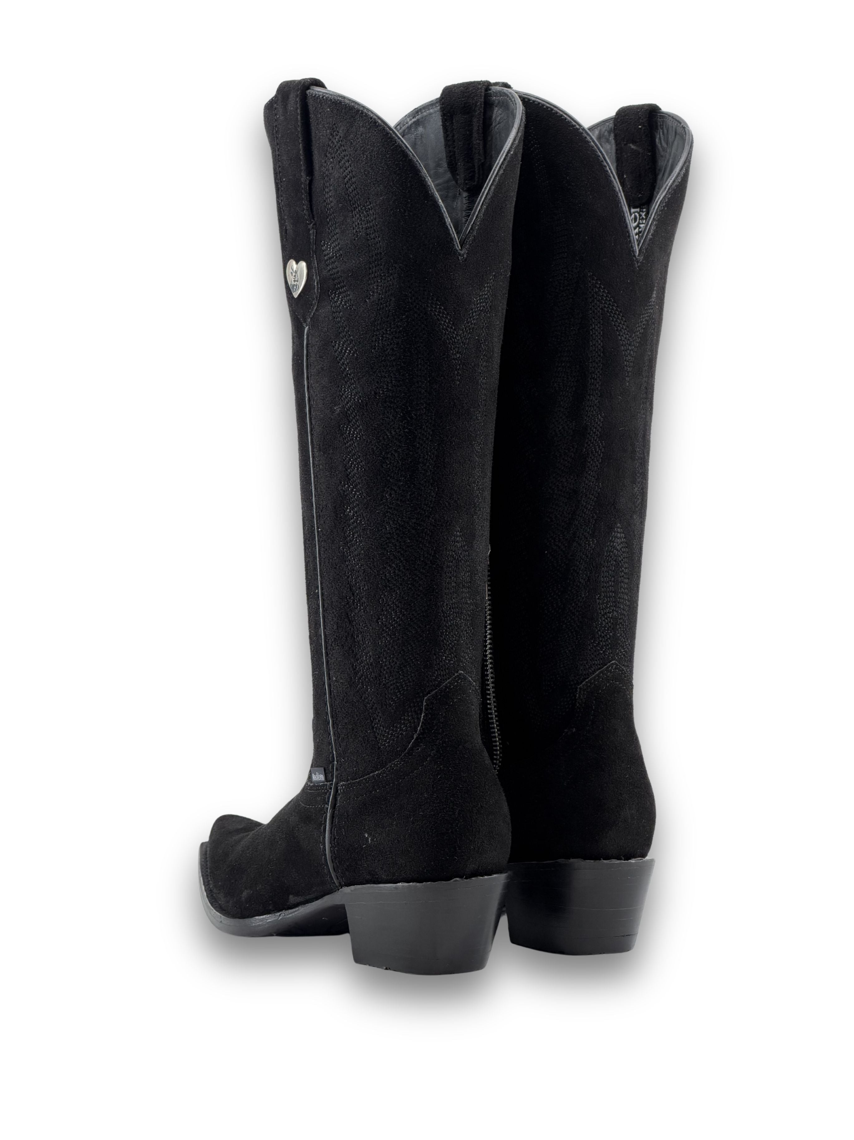 Eleanor Primavera Suede Tall Snip Toe Cowgirl Boot
