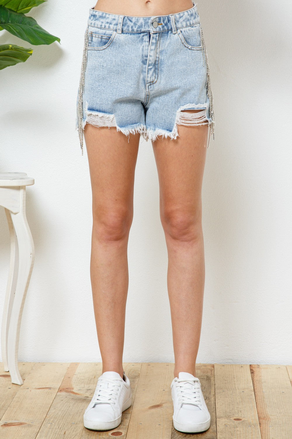 Rhinestone Denim Shorts 