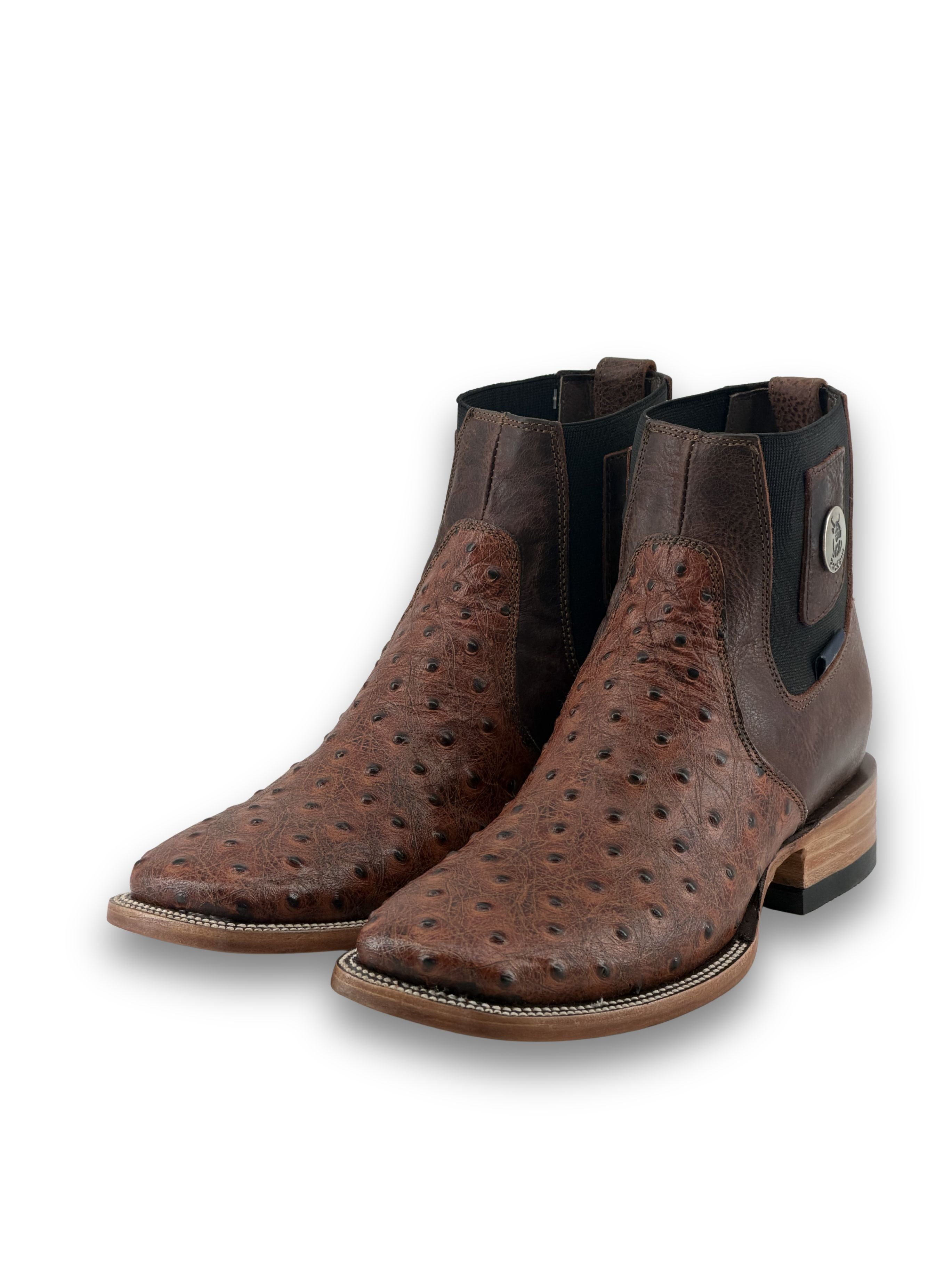 Ostrich Ranch Print Square Toe Men's Botin