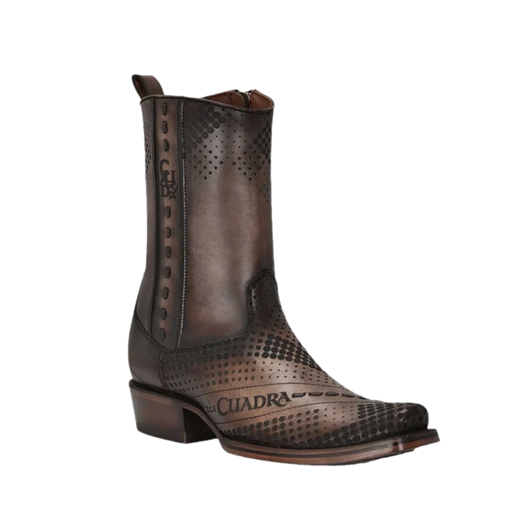 Cuadra CU737 MN Twister Brown Laser & Woven & Zipper Narrow Square Toe