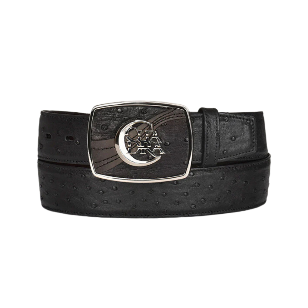 Cuadra BC306 MN Black Ostrich/Cowhide Exotic Belt