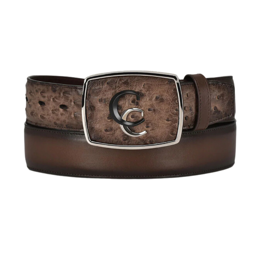 Cuadra BC321 MN Brown Ostrich Exotic Strip Belt