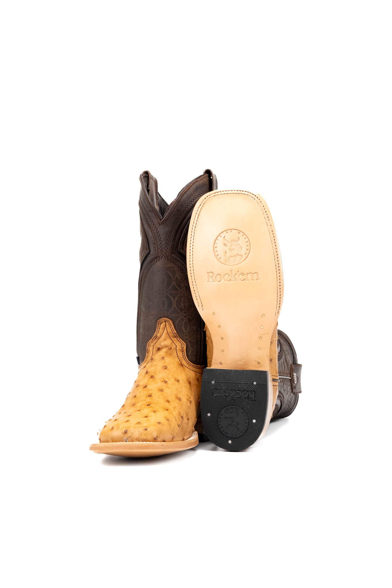 Walter Ostrich Exotic Square Toe Cowboy Boot