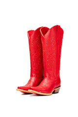 Alexa Red Bottom Snip Toe Midi Wide Calf Cowgirl Boot