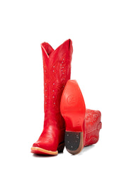 Alexa Red Bottom Snip Toe Midi Wide Calf Cowgirl Boot