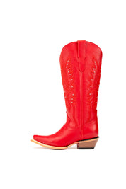 Alexa Red Bottom Snip Toe Midi Wide Calf Cowgirl Boot