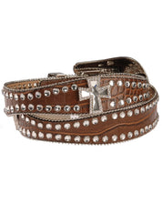 Blazin Roxx Scalloped Rhinestone Cross Crocodile Print Belt