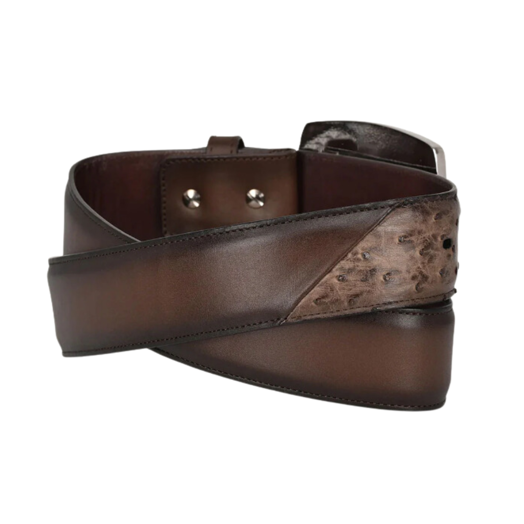 Cuadra BC321 MN Brown Ostrich Exotic Strip Belt