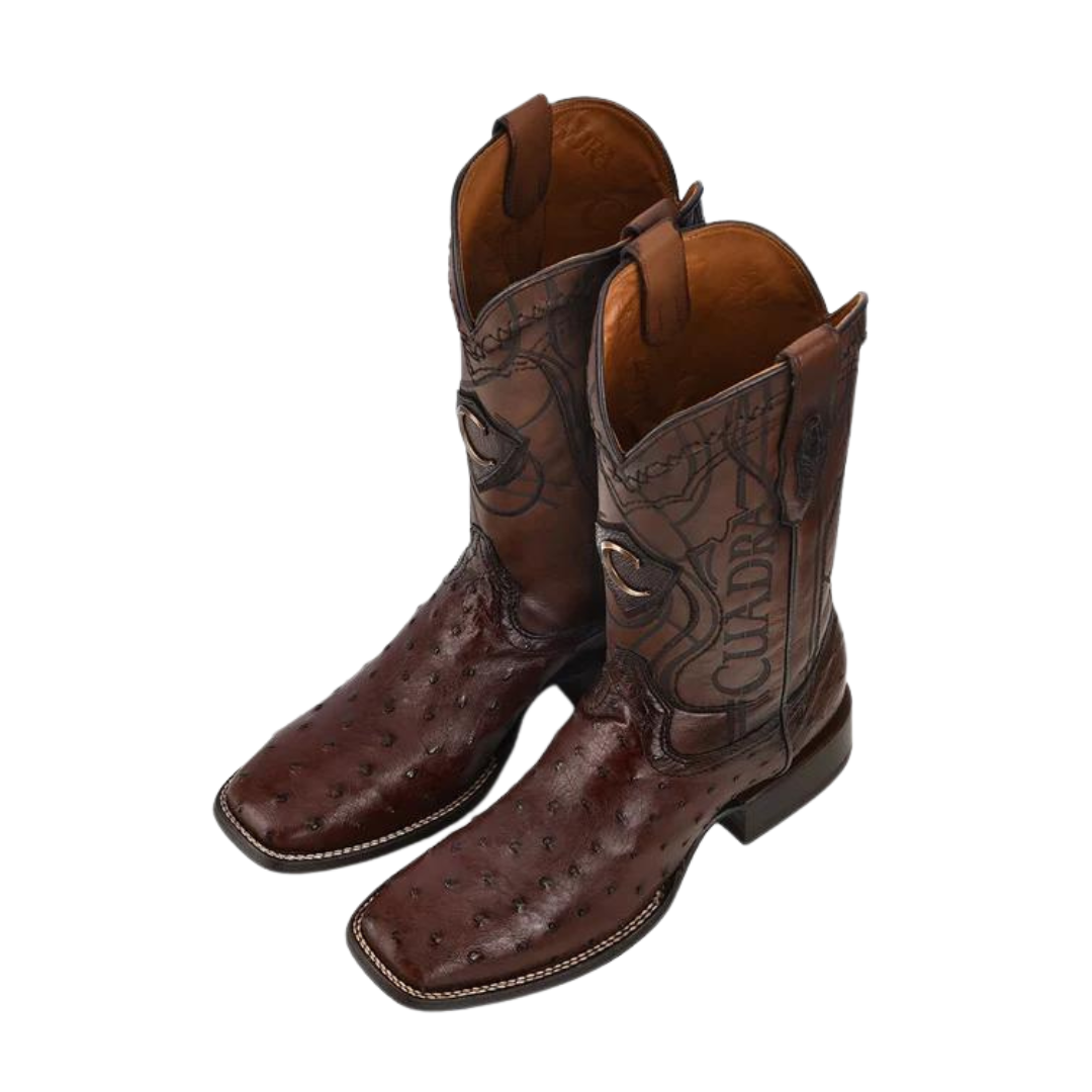 Cuadra CU677 MN Flame Brown Ostrich Laser & Embroidery Square Toe