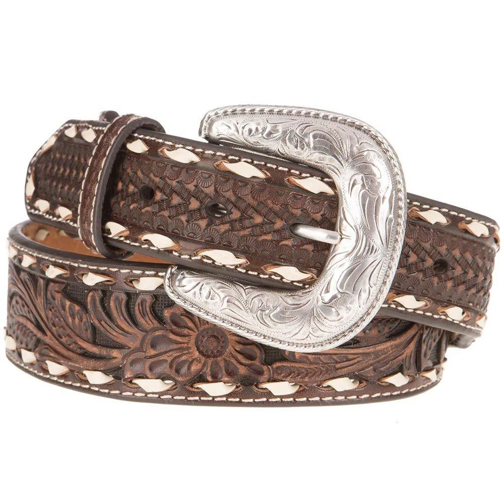 Western Ariat Floral Tooled Laced Belt
