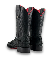 Lucas Exotic Pirarucu Red Bottom Patchwork Cowboy Boot