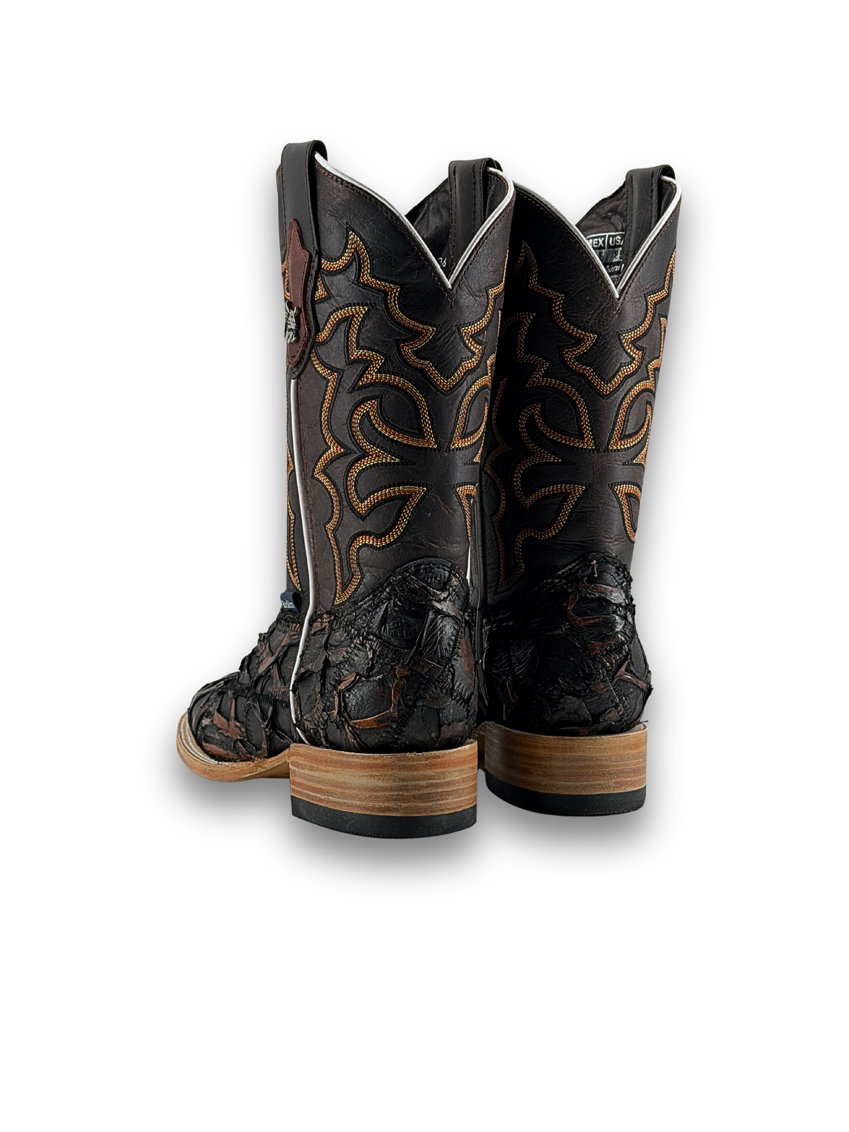 Lucas Exotic Pirarucu Patchwork Square Toe Cowboy Boot