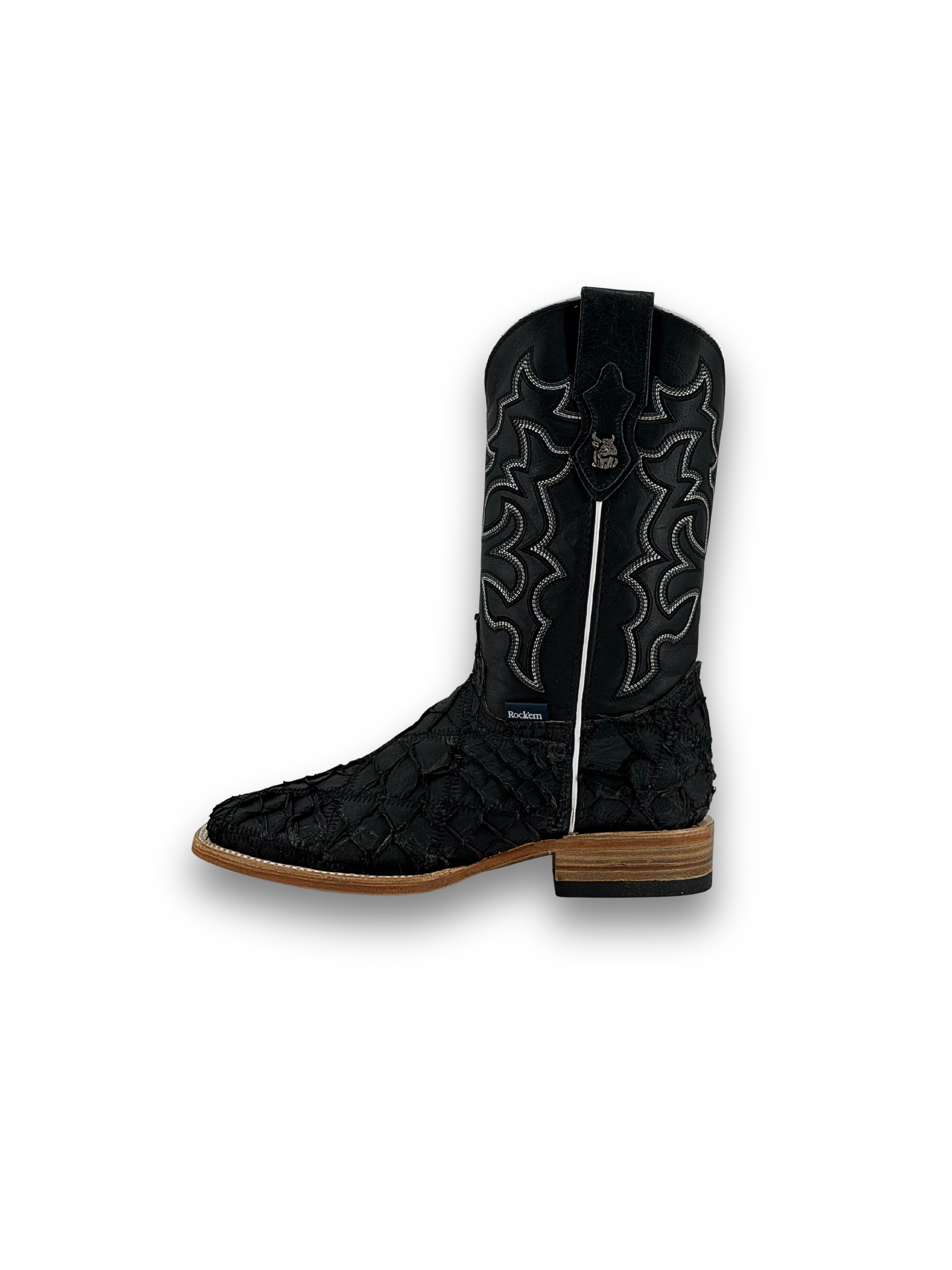Lucas Exotic Pirarucu Patchwork Square Toe Cowboy Boot