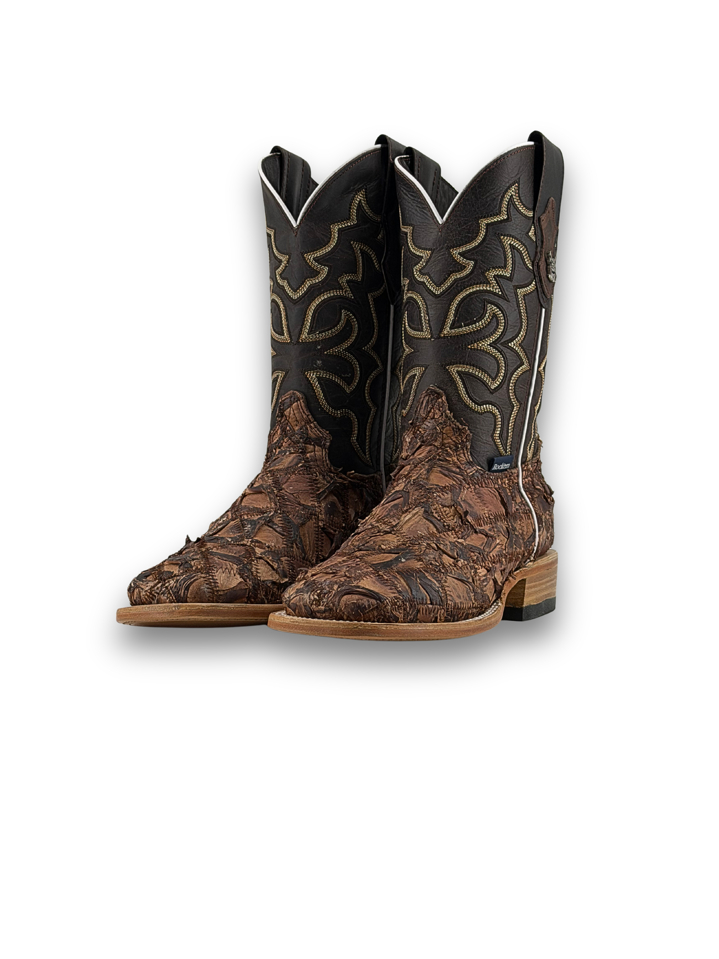 Lucas Exotic Pirarucu Patchwork Square Toe Cowboy Boot
