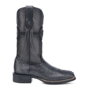 Cuadra CU977 MN Python Embroidery & Laser & Woven Square Toe Cowboy Boot