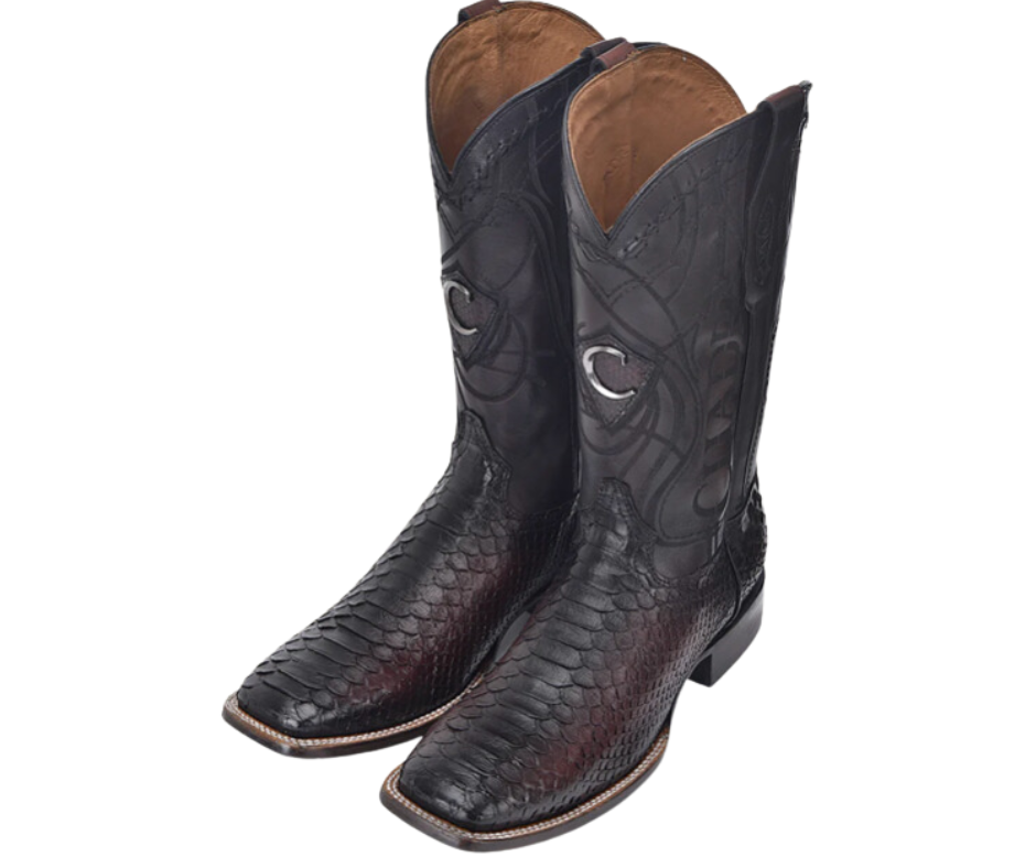 Cuadra CU746 MN Lisboa Cherry Python Embroidery & Laser & Woven Square Toe