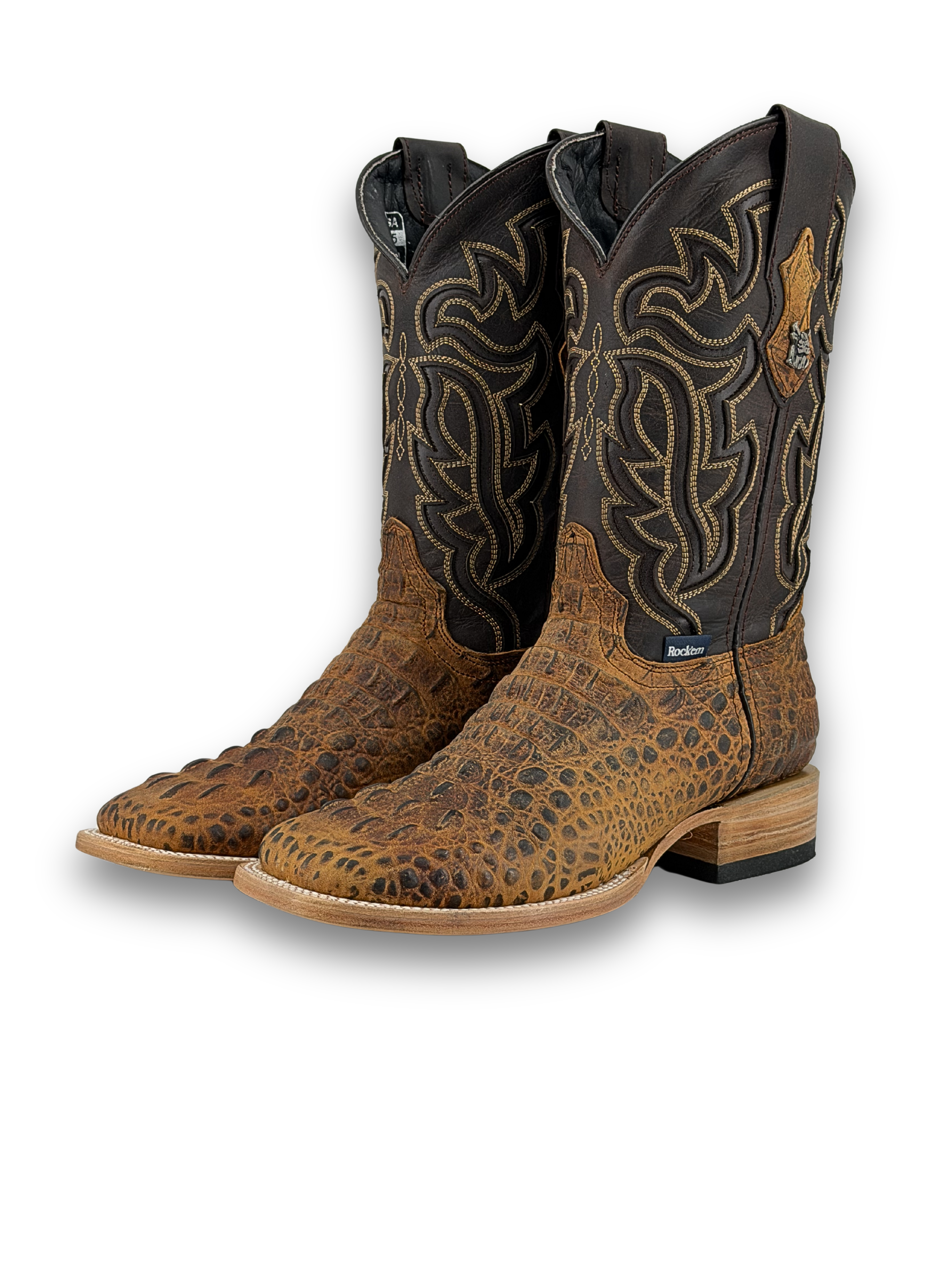 Bruce Matte Caiman Hornback Square Toe Cowboy Boot