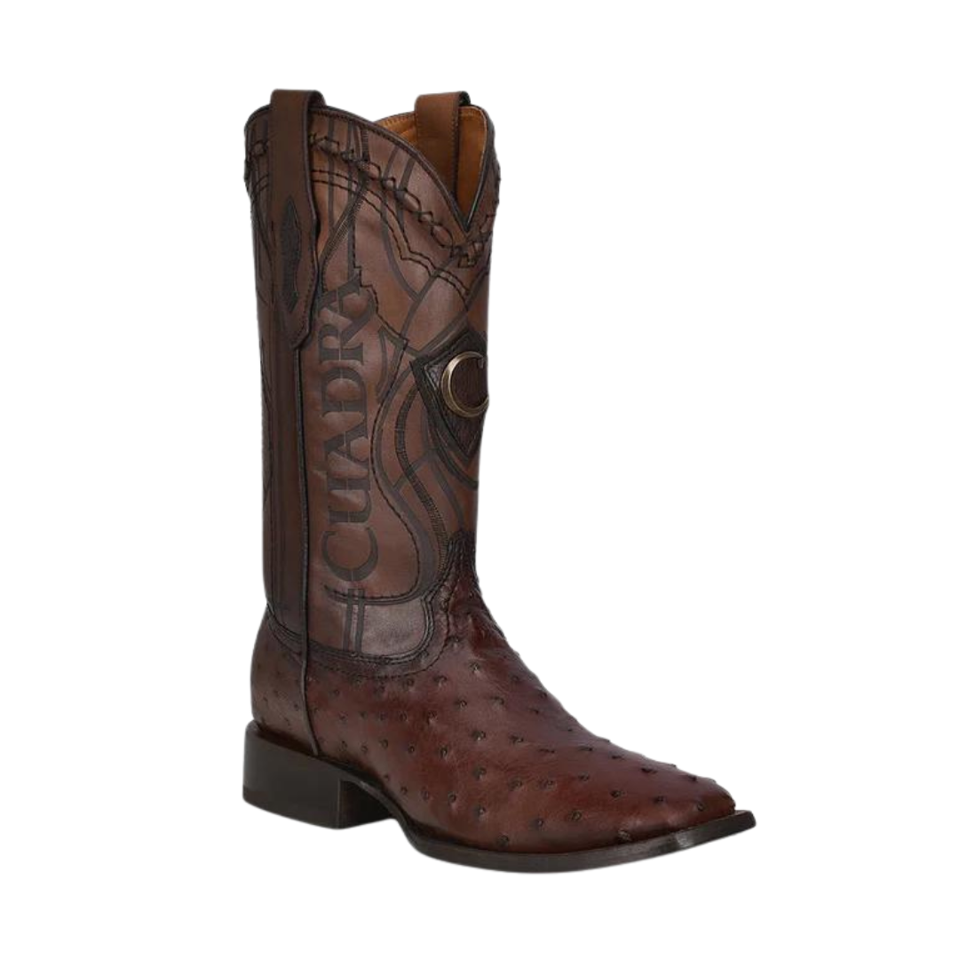 Cuadra CU677 MN Flame Brown Ostrich Laser & Embroidery Square Toe