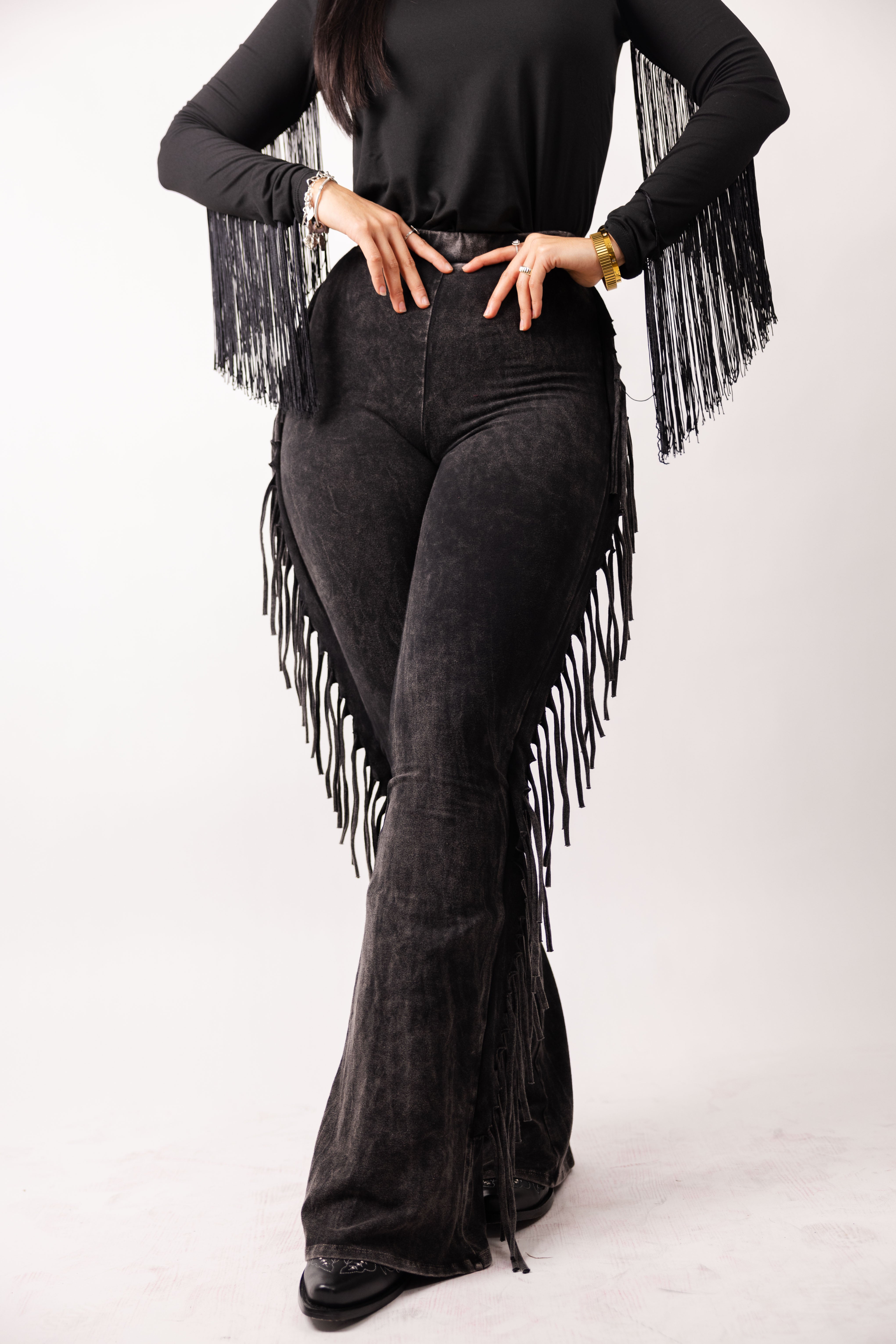 Rhea Side-Fringe Flare Pants – Rock'em