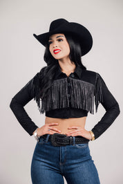 Tassel Fringe Crop Button Down Shirt