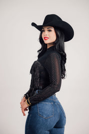 Western Fringe Rhinestone Bodysuit