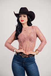 Lace Sheer Mesh Shirt Top