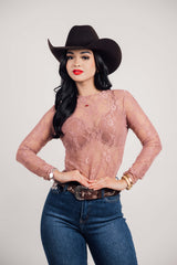 Lace Sheer Mesh Shirt Top