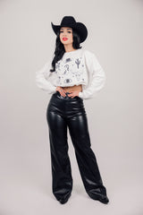 Vegan Leather Wide Leg Pants