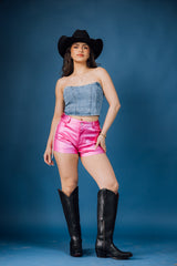 Festival Denim Stretchy Corset Top