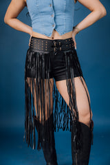Long Fringe Faux Leather