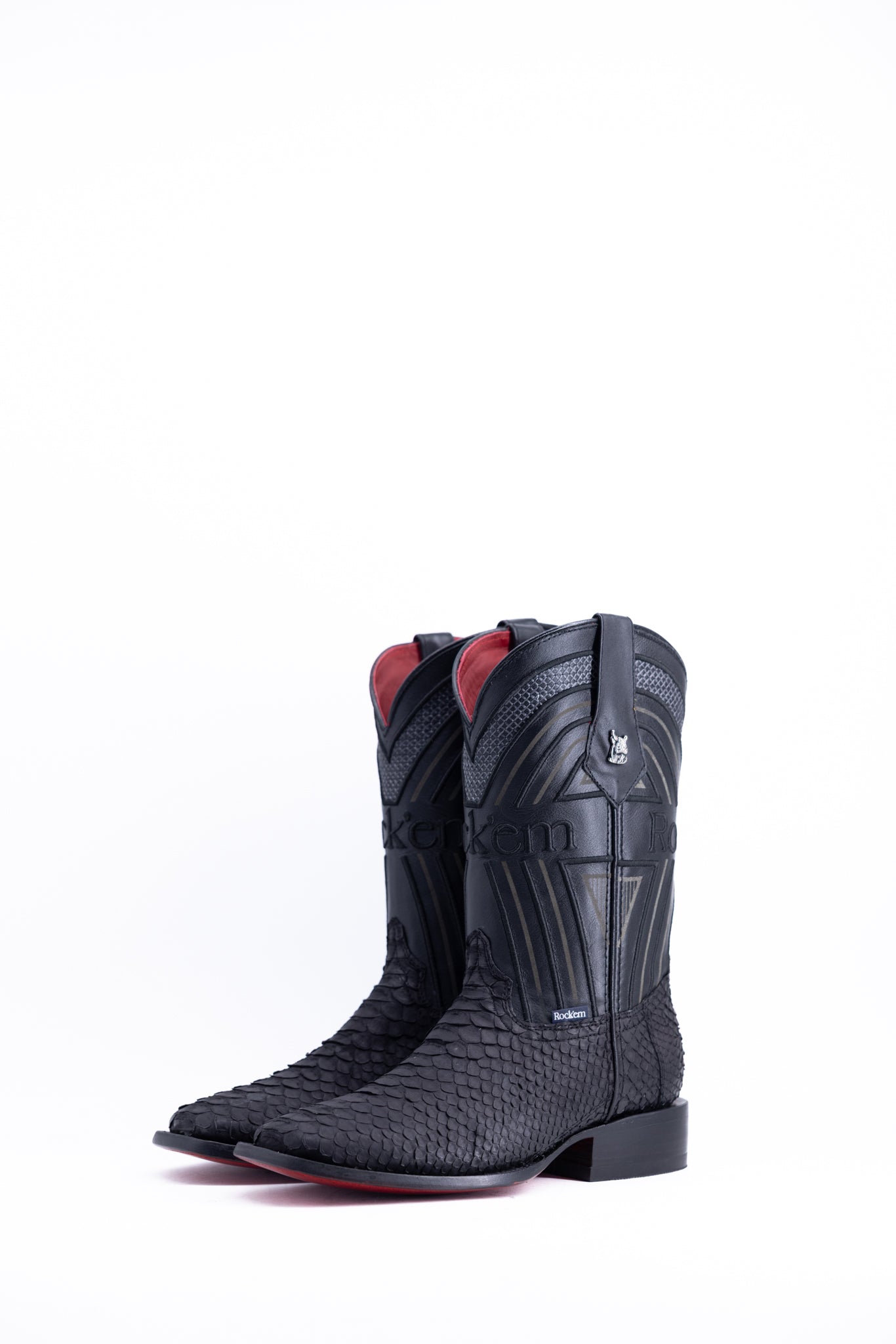 Exotic Python Red Bottom Square Toe Cowboy Boot