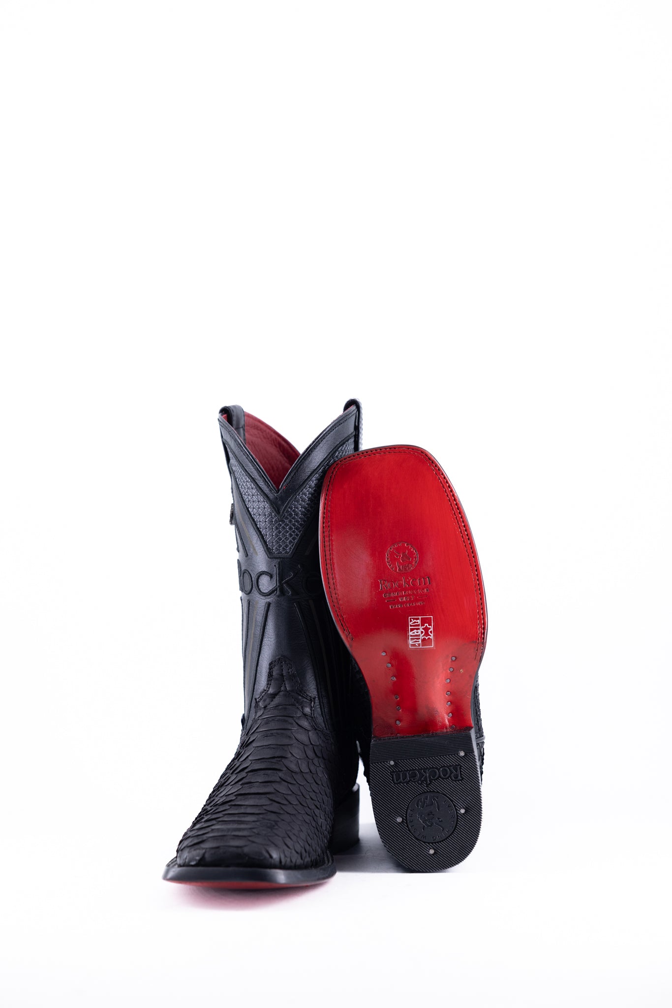 Exotic Python Red Bottom Square Toe Cowboy Boot