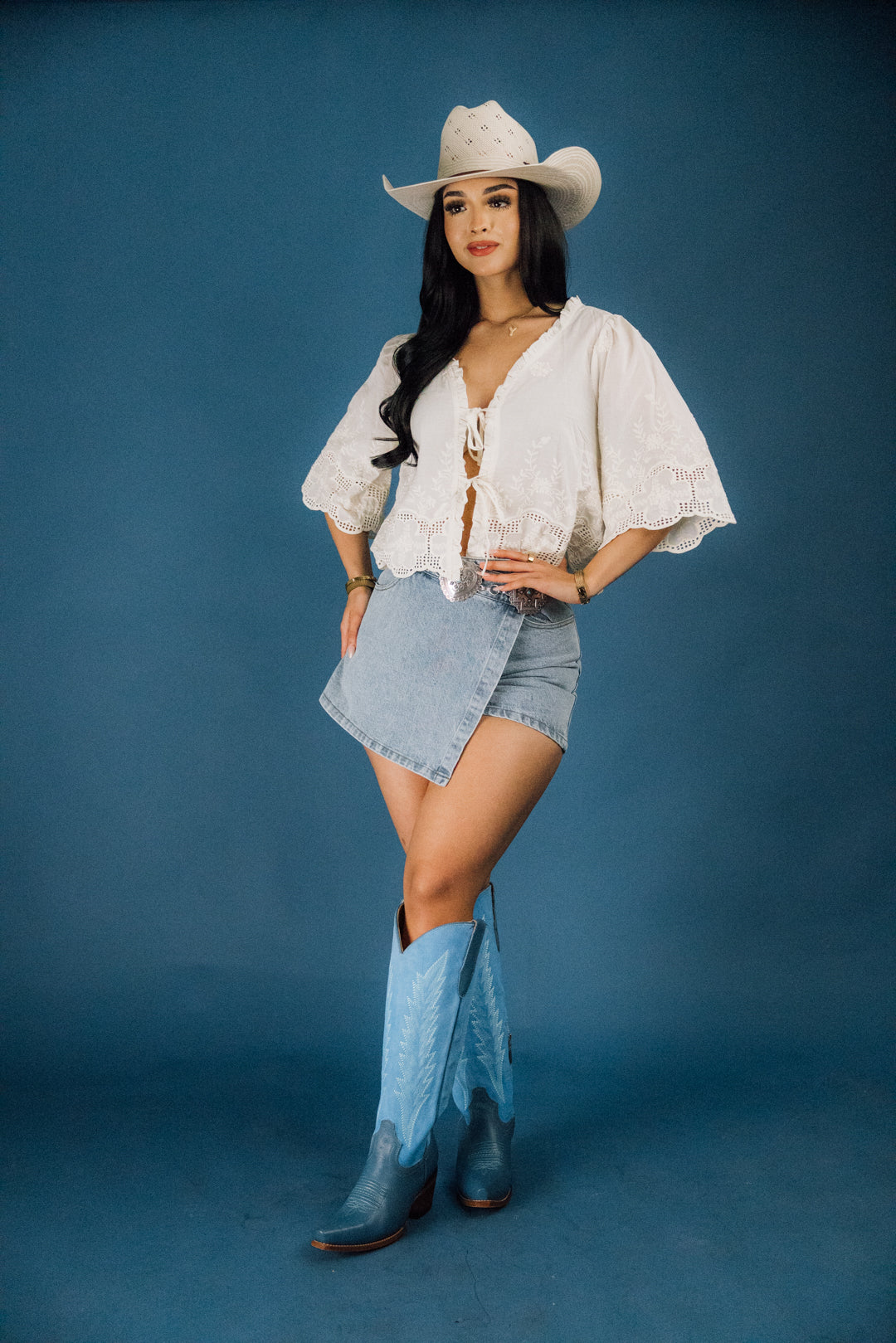 Denise Denim Wrap Mini Skort