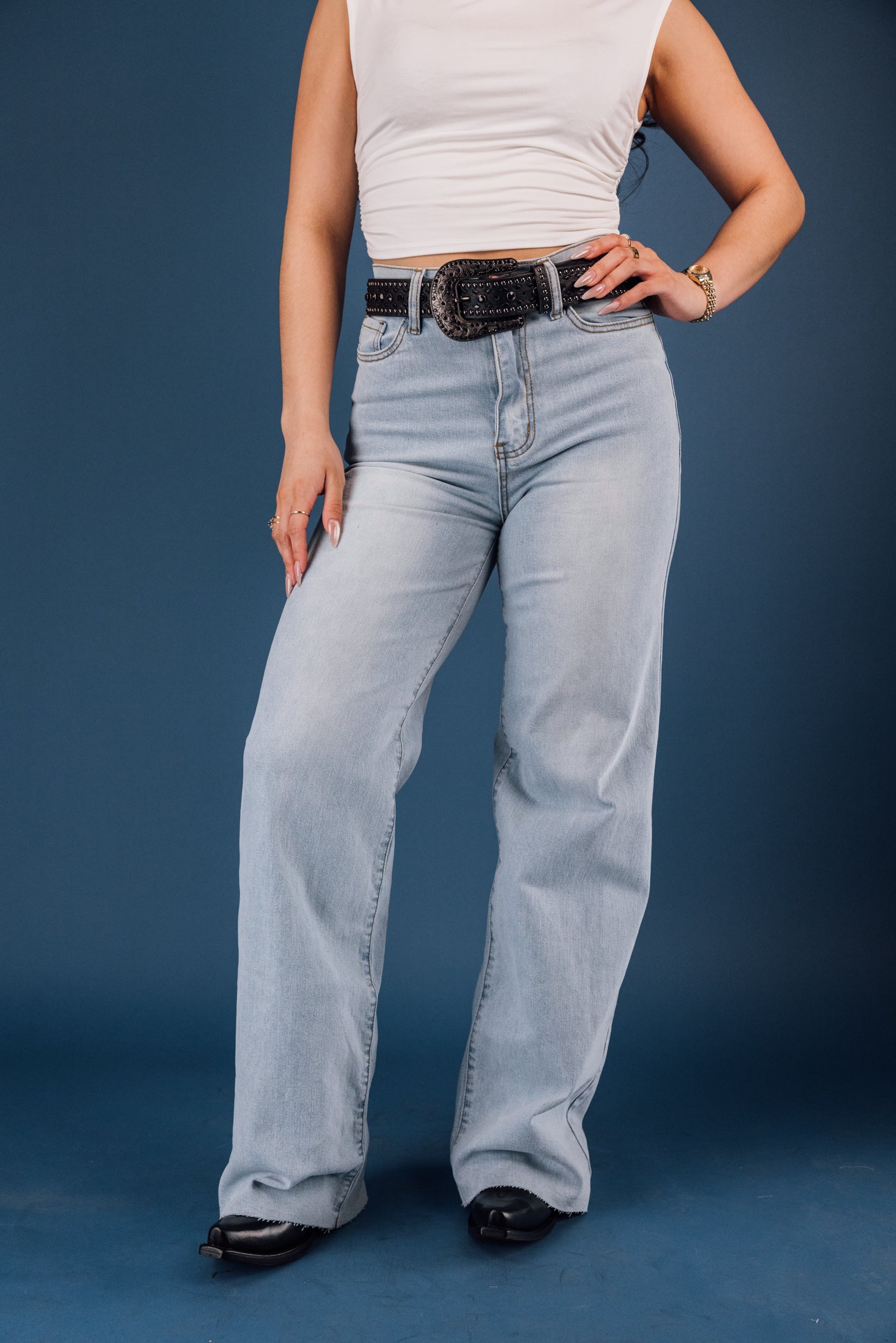 High Waisted Classic Wide Leg Jeans