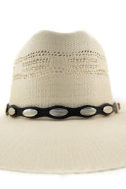 Western Silver Oval Conchos Leather Hatband