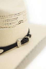 Western Silver Oval Conchos Leather Hatband