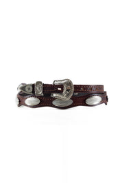 Western Silver Oval Conchos Leather Hatband