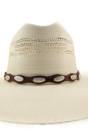 Western Silver Oval Conchos Leather Hatband