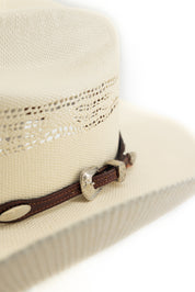 Western Silver Oval Conchos Leather Hatband