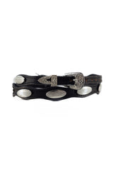 Western Silver Oval Conchos Leather Hatband